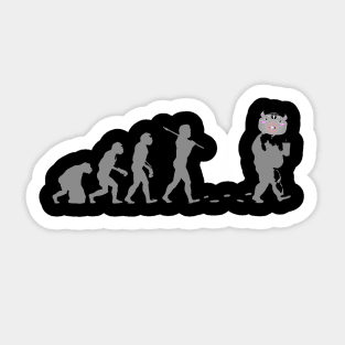 The evolution of monkeys to humans to pigs Sticker